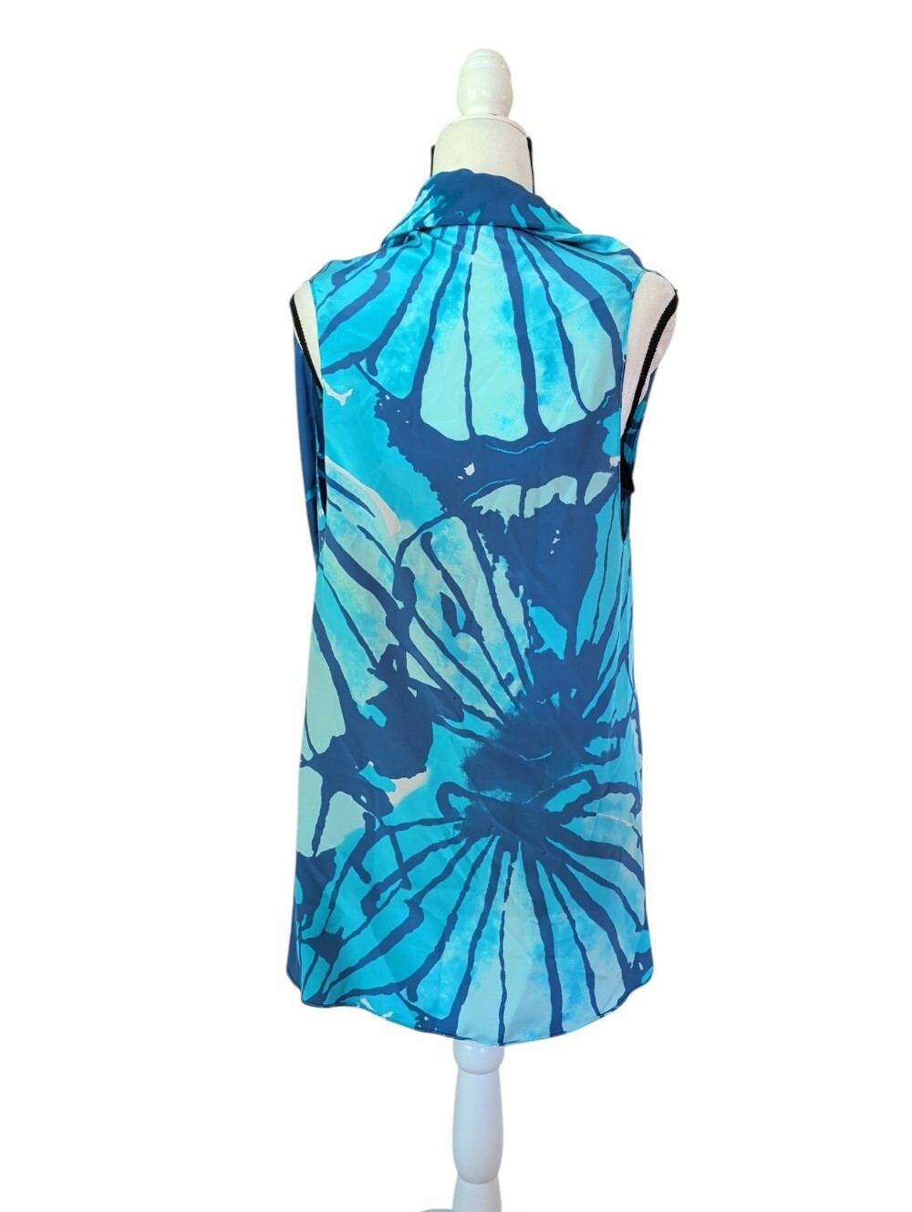 Lilly Pulitzer Stasia Silk Sparkling Blue Get Inky Vest OS Blue Turquoise - Picture 9 of 15